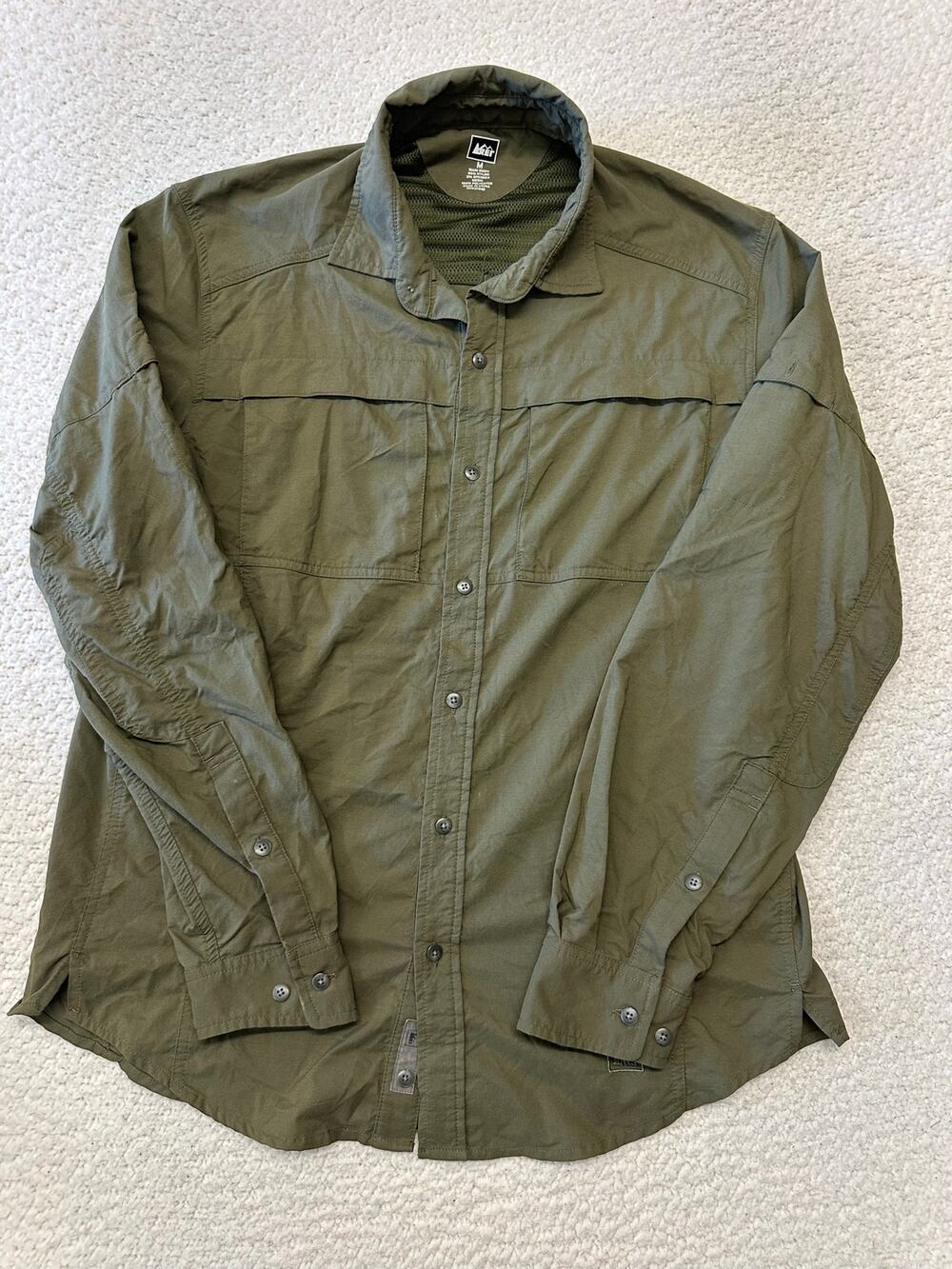 REI Mens Long Sleeve Button Down Hiking Shirt Medium